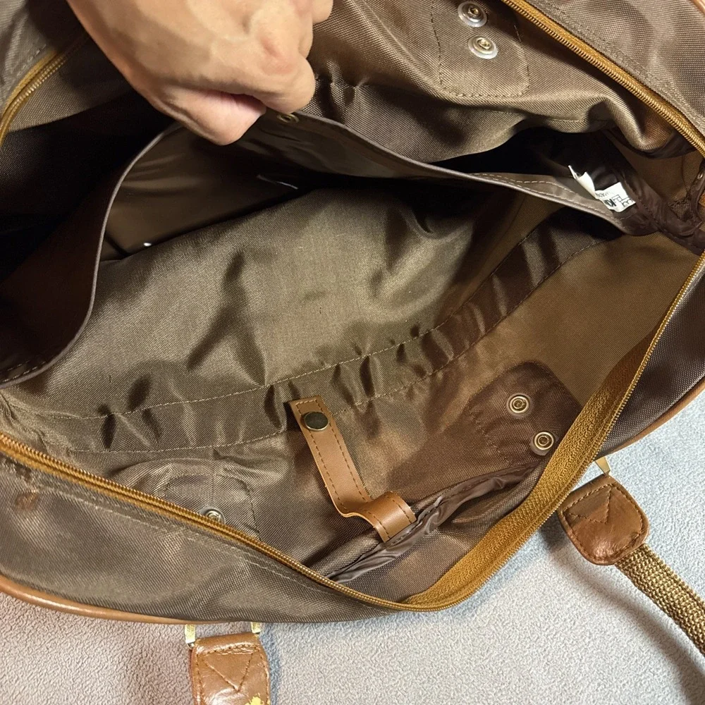 Vintage Kingport Brown Nylon Travel Duffel Bag Carry On Korea 19x14 Flaw